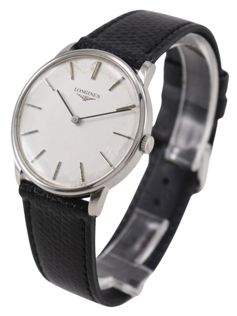 Longines Watches Cal8474 Black Silverdial Stainless SteelLeather Hand W